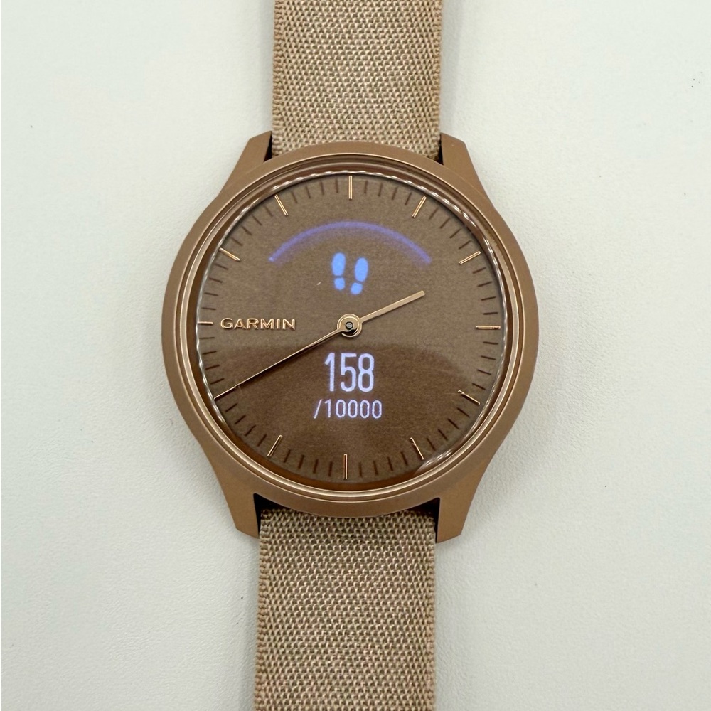 Rose Gold Garmin Vivomove Style with Premium Brush Pink Nylon Band